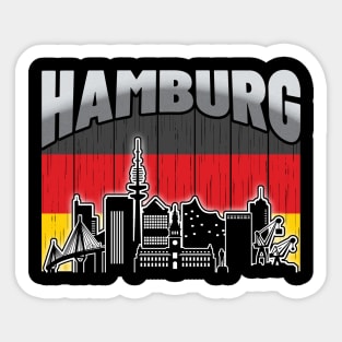 Hamburg Germany Skyline Vintage German Flag Sticker